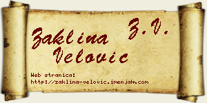 Žaklina Velović vizit kartica